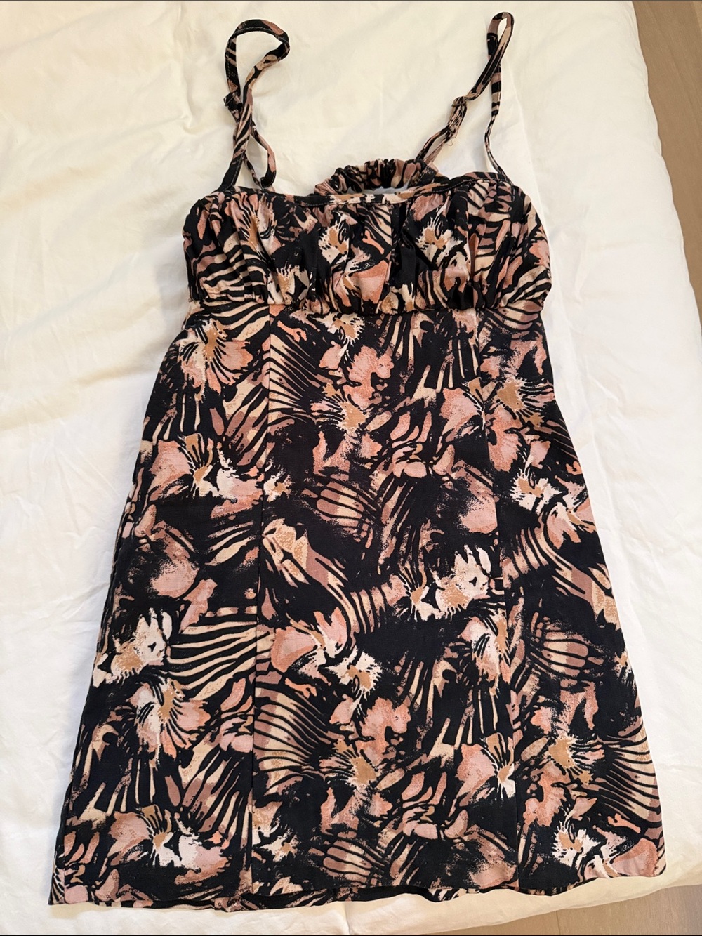 Free People Black and Blush Floral Mini Dress